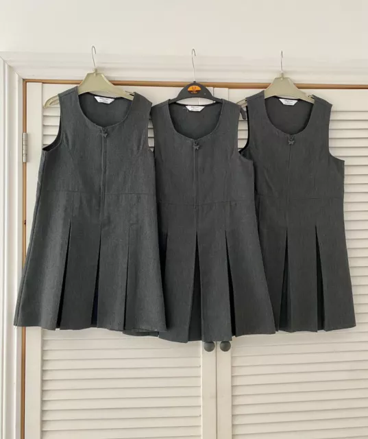 X3 girls school M&S Grey pinafore dresses 6-7