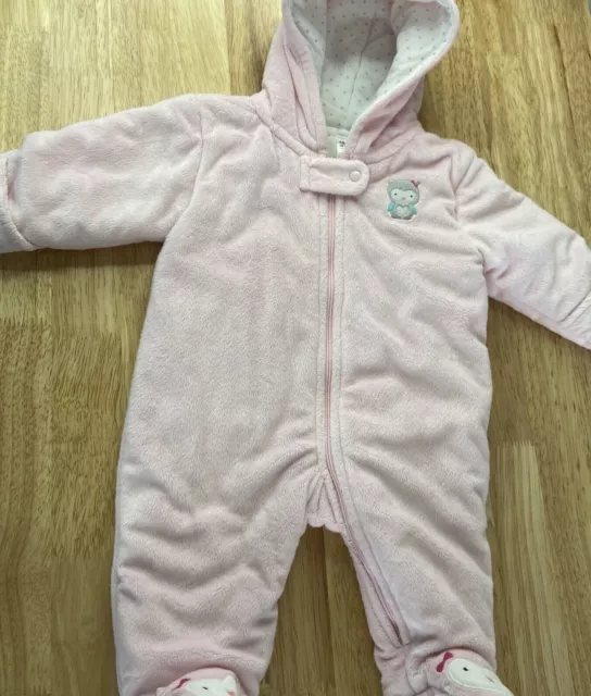 Carter’s Child of Mine Baby Girl Bunting Snowsuit Sleeper Size 0-3 Months Pink