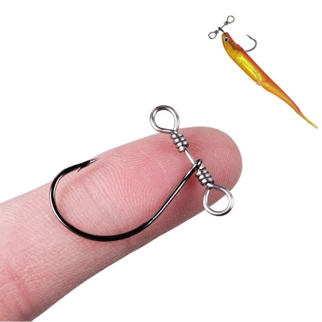 Fischhaken Stahltackle mit 360° drehbar 21x23m Spin Shots schwarz + silber