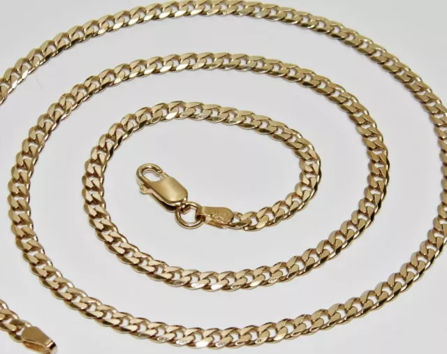 Solid 9ct Yellow Gold on Silver Curb Chain - 3.5mm - 16" 18" 20" 22" 24" 26" 30"