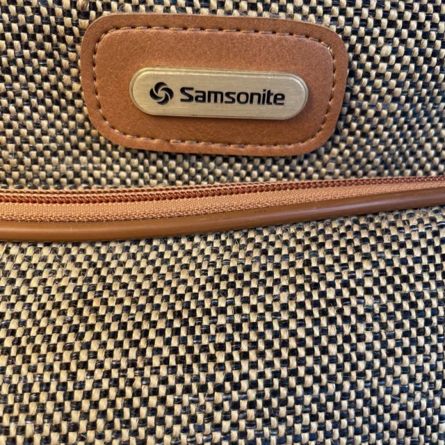 Vintage Samsonite Brown Tweed Carry-On Shoulder Bag Luggage 17X11X6 2