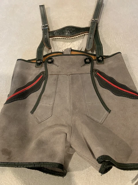 Vintage Childs Lederhosen Gray/green Germany Shorts Size 6