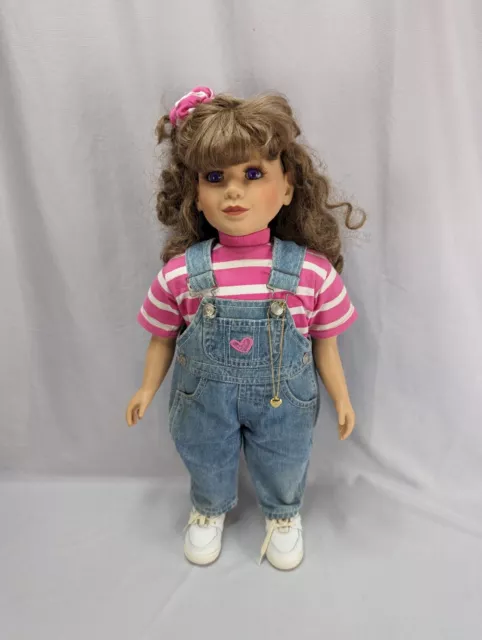 My Twinn Doll Catherine Poseable Brown Curly Hair Purple Eyes Doll 23" 1997