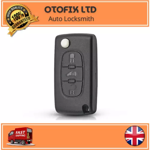 3 Button Key Fob Remote Case + Key Cut Service HU83 For Peugeot, Citroen CE0536