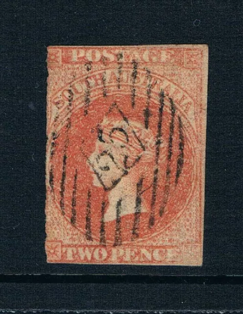 South Australia 1856 - 2d QV Portrait - Imperf - Blood Red -SC 6 [SG 8] USED A3