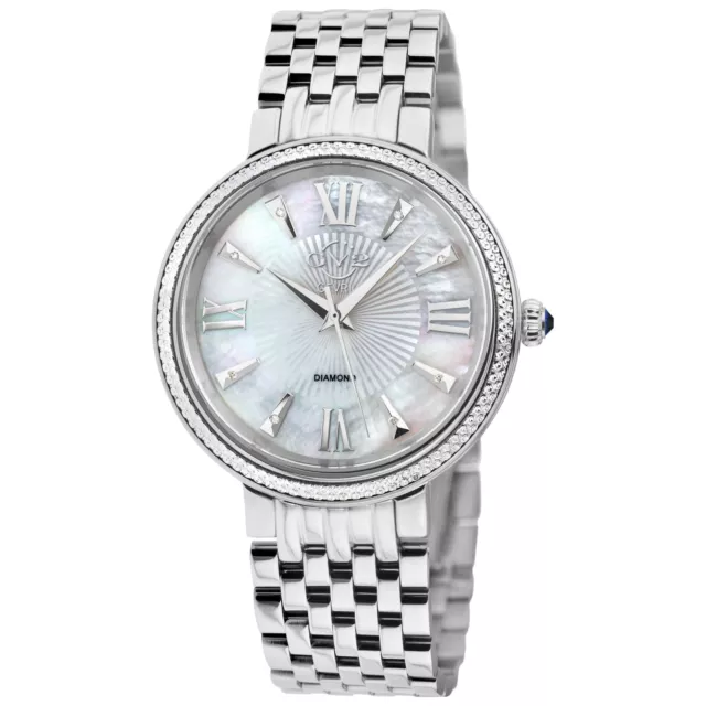 GV2 by Gevril Women's 12530 Genoa Swiss Quartz MOP Dial Diamond Steel Watch