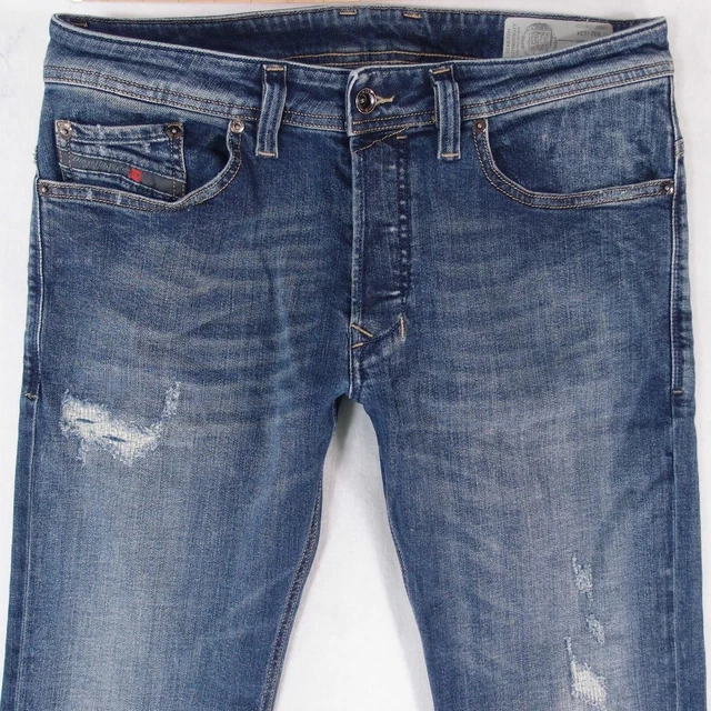 Jean Diesel Tepphar Ajusté Bleu Délavé, Taille W32 L32, Coupe Droite Avec élasthanne