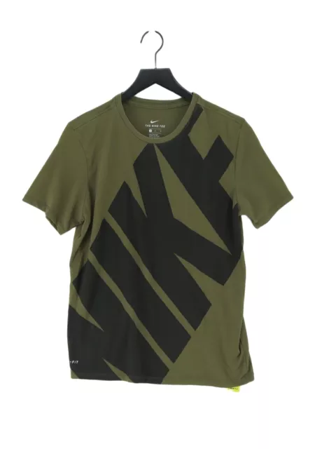 Nike Men's T-Shirt M Green Cotton with Polyester Basic
