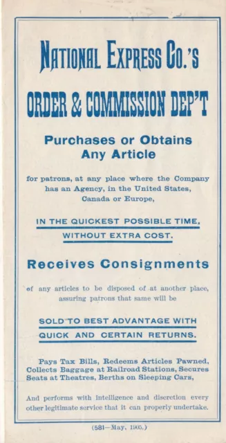 1905 National Express Co. Advertisement, Purchasing, Consignments, Money Orders