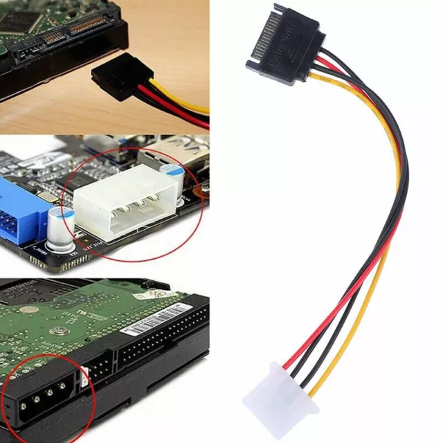 Sata To Ide Power Cable 15 Pin Sata Male to Molex IDE 4 Pin Female Cable Adapter