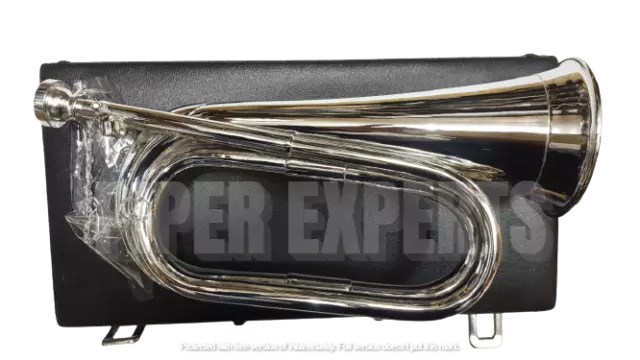 Professional British Army Bugle Silver Plated ,Tunable Mouthpiece Carrying Case