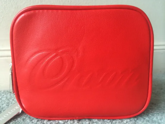 OROTON Tomato Red Leather Beauty Case BNWOT