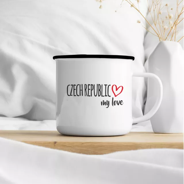 Czech Republic my love Geschenk Idee Emaille Tasse tschechien Kaffeetasse Souven 3