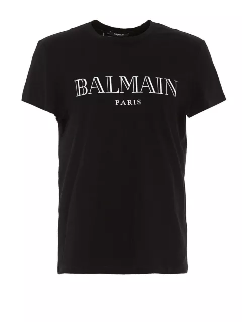 BALMAIN PARIS T-SHIRT uomo girocollo colore Nero Logo GOLD 2023 S-M-L-XL-XXL NEW