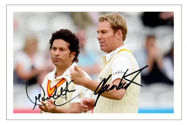 SACHIN TENDULKAR & SHANE WARNE Signed Autograph Cricket Signature Photo Gift