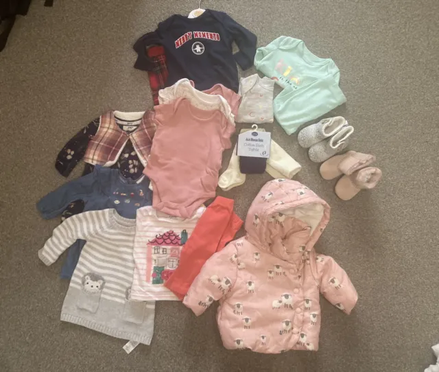 Big Job Lot Bundle Of  New/Used Baby Girls Clothing 3-6 Months Jojo Christmas