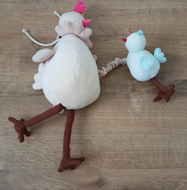 A4-Doudou Peluche musicale Poule Jacadi Et Son Poussin Les Comptines jaune