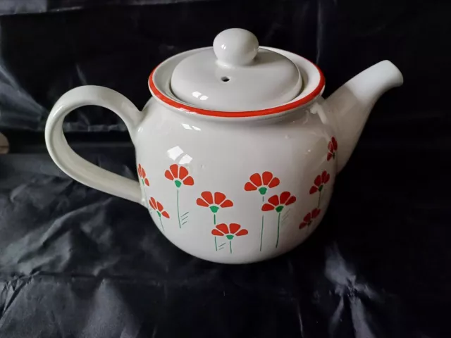 Vintage Teapot - Arthur Wood - Red Flower Design - Fine Staffordshire Ironstone