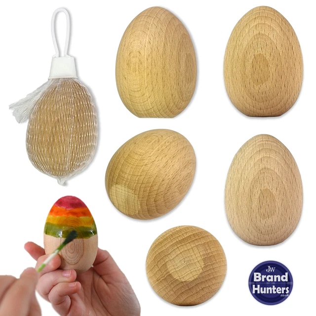 5 Oeufs De Pâques En Bois Dorés - Faux Oeufs DIY Pour Décoration Et Artisanat