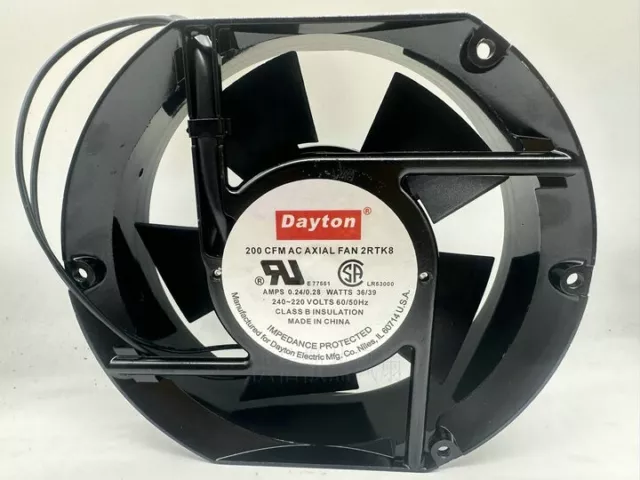 1 pcs  Dayton Fan 200 CFM AC AXIAL FAN 2RTK8  240-220V 17cm 2 wire cooling fan