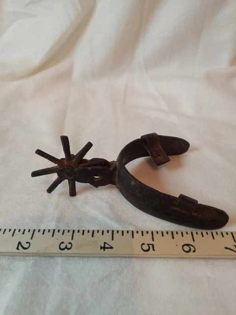 Antique Vintage Cast Iron Western Cowboy Mexican Single Spur,  7 Point Rowel