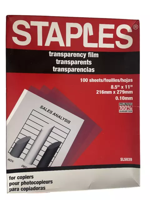 Staples SL5039 Transparency Film for Copiers 75 Sheets - 8.5"x11" - 0.10mm