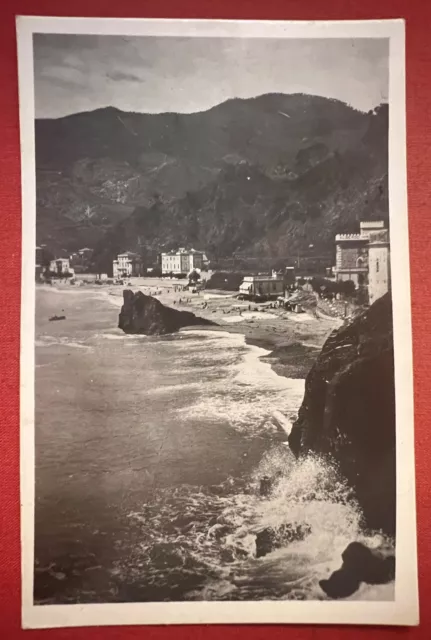 Cartolina - Monterosso al Mare ( La Spezia ) - La spiaggia di Fegina - 1942