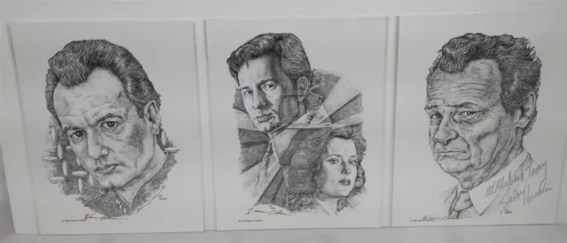 3 Warren Oddsson Prints: X-Files, Star Trek - 1 Signed Jerry Hardin (Mr. X)