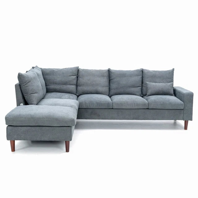 L-Shaped Corner Sofa, Sectional Couch with Built-in USB Port Chaise