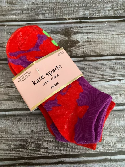 New Kate Spade Lot of 3 Pairs Girls Red Animal Print Socks Shoe Size 4-10