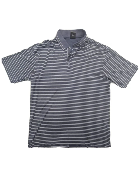 Nike Drifit Golf Size Large Blue Striped Polo T Shirt