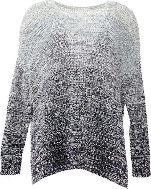MarlaWynne Unstructured Ombré Marled Knit Sweater (BLUE, SMALL) 758501 MarlaWynne Unstructured Ombré Marled Knit Sweater (BLUE, SMALL) 758501