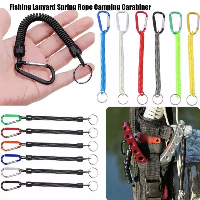 Fishing Lanyards Camping Carabiner Spring Elastic Rope Anti-lost Phone Keychain