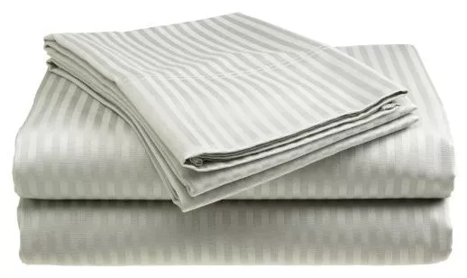 2 PACK Deluxe Hotel 300 Thread Count 100% Cotton Sateen Sheet Set Dobby Stripe 3