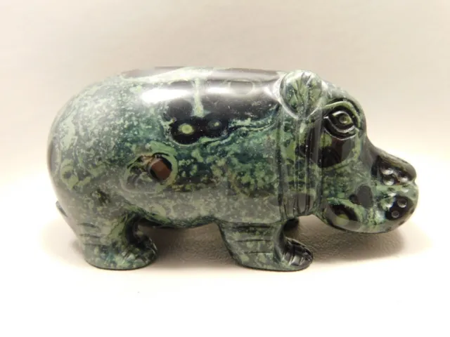 Hippopotamus Stone Figurine Kabamba Jasper Animal Carving #O154