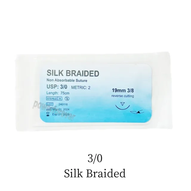 3/0 Dental Surgical Suture Silk Braided Non Absorbable Suture Needled Train Test