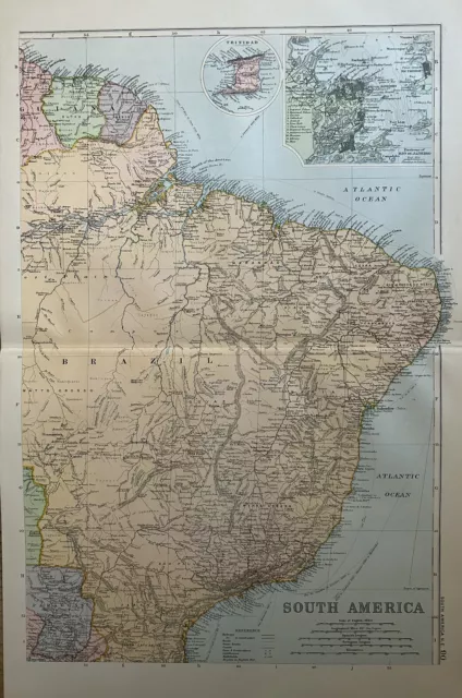 1893 Brazil with inset of Rio De Janeiro Antique Map by G.W. Bacon