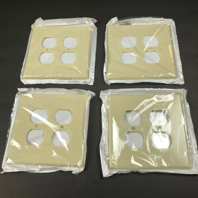 Leviton Outlet Cover Plate No. 88116 Beige Plastic Set Of Four