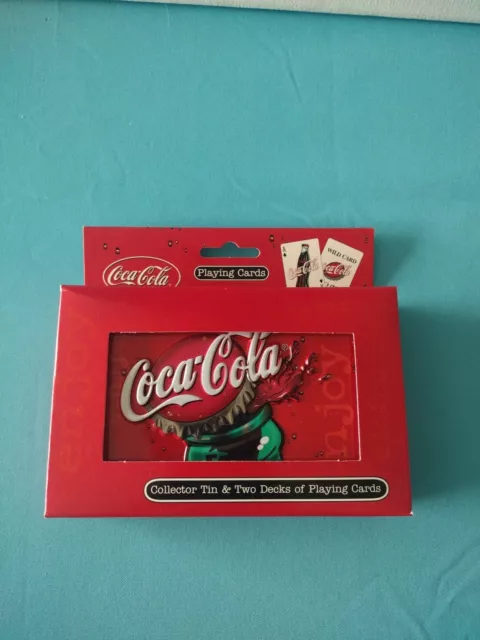 2001 Coca-cola 2 decks of playing cards in a embossed collector tin. NEW/SEALED