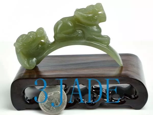Natural Fine Nephrite Jade Divine Pixiu & Dragon Carving / Statue / Sculpture
