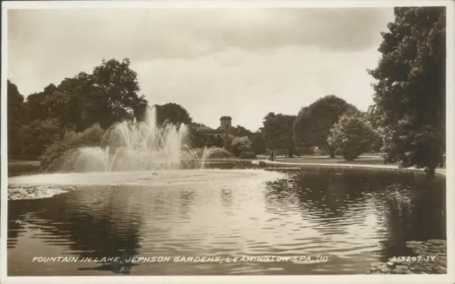 Leamington spa jephson gardens fountain in lake real photo valentine