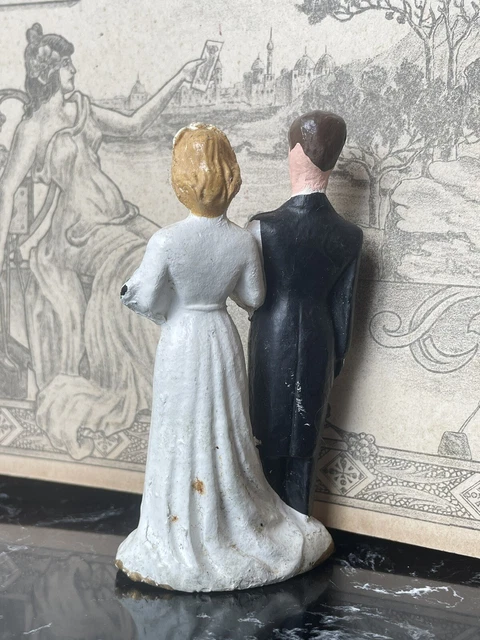 Figurine / Couple de Mariés Ancien Gâteau de Mariage Wedding Cake Topper Vintage 3