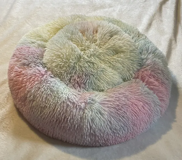 Dog & Cat Bed Anti-Anxiety Donut Pet Cuddler Bed Fluffy Faux Fur Plush
