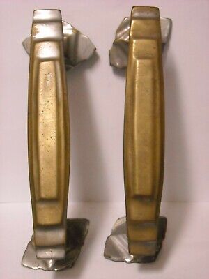 Art Nouveau Pair Of Door Pull Handles Made Of Brass.