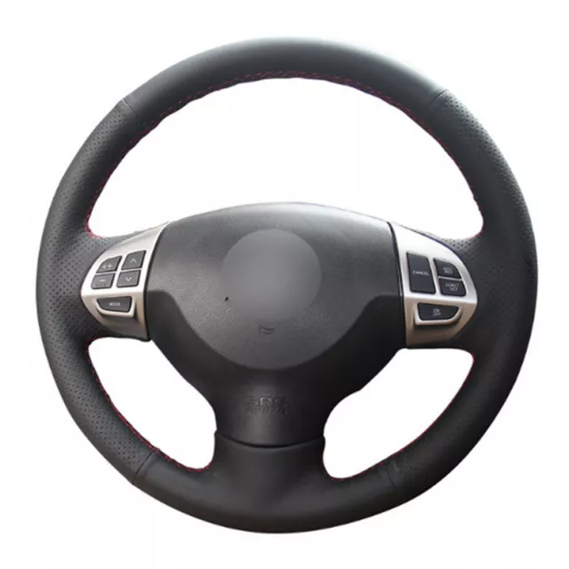 DIY Steering Wheel Cover Black Leather Hand Sewing For Mitsubishi Lancer EX