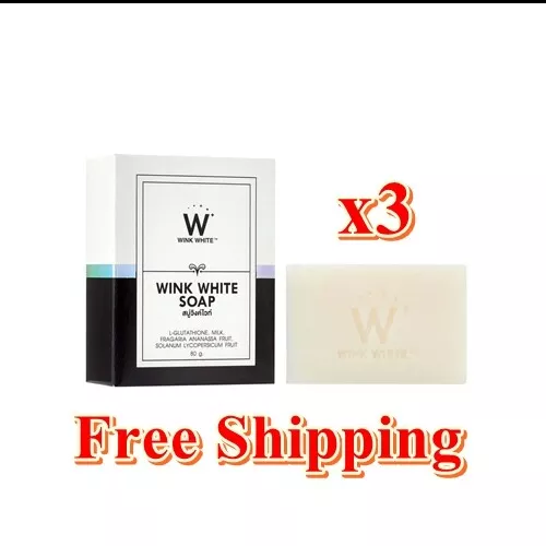 x3 Wink Blanco Original Gluta Jabón Puro Blanqueador Cuerpo y Cara