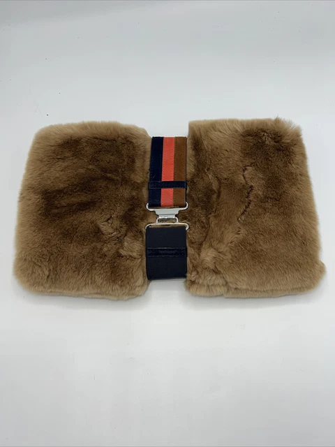 THEORY zahara rabbit fur clutch bag