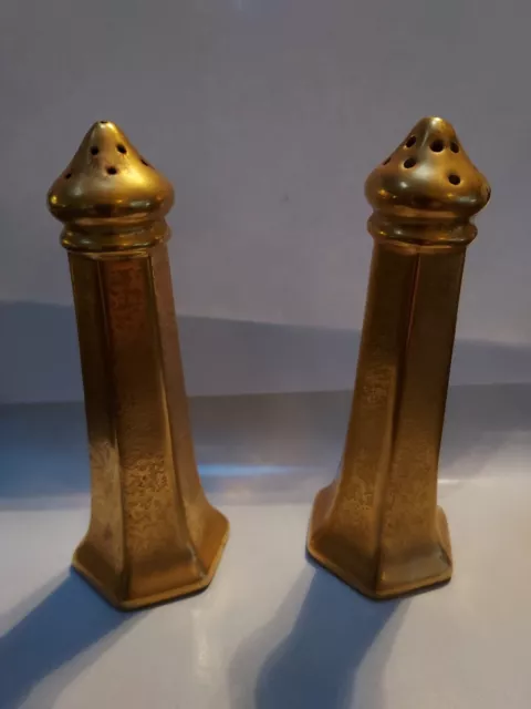 Vintage Pair Pickard Gold Encrusted Salt & Pepper Shakers