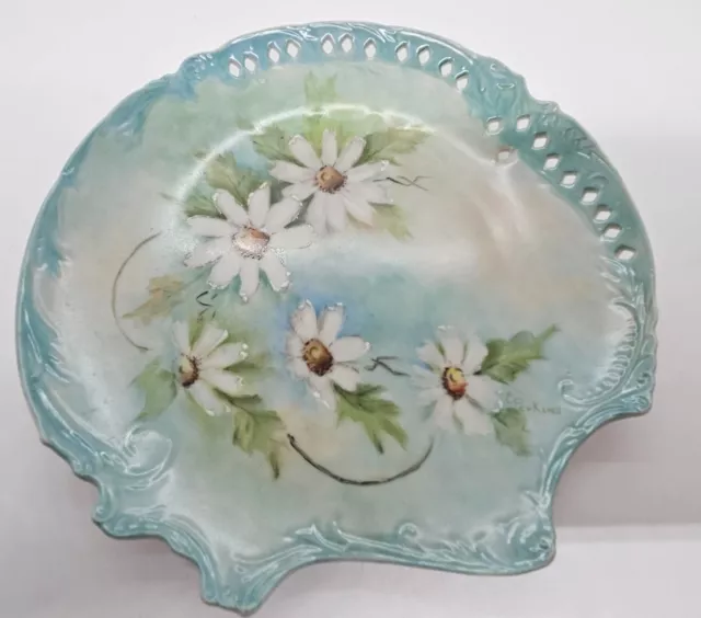 Antique Hand Painted Limoges Artist Signed 'E. Perkins' Porcelain Ceramic Plate