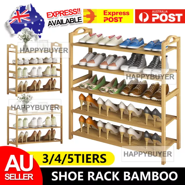 Levede Bamboo Shoe Rack Storage Wooden Organizer Shelf Shelves Stand 3-5 Tier